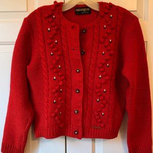 Geiger Tyrol red cardigan sweater, woman's M